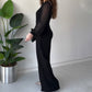V-neck Long Sleeve Slit Maxi Dress