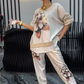 Elegant Floral Top & Stretchy Pants 2-Piece Set