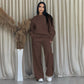 Fashion Solid Color Loose Round Neck Long Sleeve Top & Pants Two-Piece Set