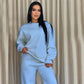 Fashion Solid Color Loose Round Neck Long Sleeve Top & Pants Two-Piece Set