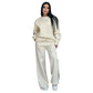 Fashion Solid Color Loose Round Neck Long Sleeve Top & Pants Two-Piece Set