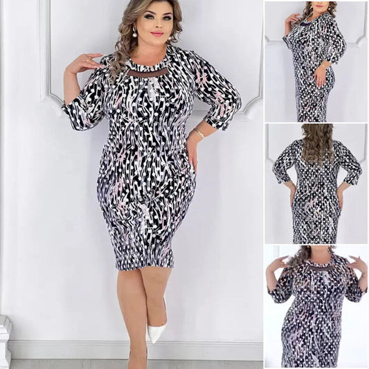 Women's Casual Fashion Printed Midi Dress