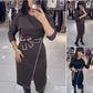 Women's Fashion Waistline Long Sleeve Dress