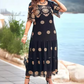 【S-4XL】🥰 Summer Hollow Dress Short Sleeve Loose Printed Long Skirt
