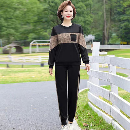 Casual Patchwork Sports Set Sweatshirt & Sweatpants