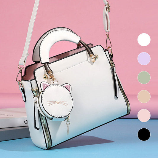 Women's Fashion Versatile Bag with Cute Kitten Organizer