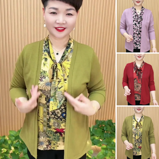 Woman's Comfortable Patchwork Fake Two-Piece Top