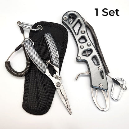 Portable Fishing Pliers and Fish Lip Gripper Set