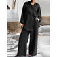 Women's Casual Cotton And Linen Shirt Set