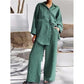 Women's Casual Cotton And Linen Shirt Set