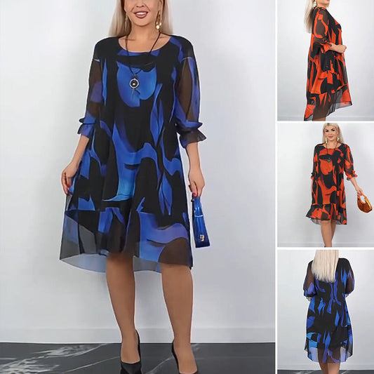 Plus Size Casual Mini Dress with Ruffle Hem