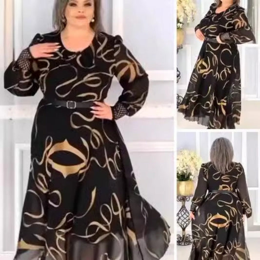 Elegant Printed Casual Long Sleeve Dress