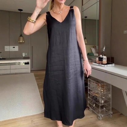 Women's V-neck Loose A-line Halter Dress