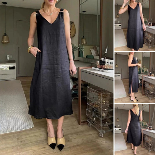 Women's V-neck Loose A-line Halter Dress