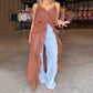 Women's  Layered Ruffle Slit Hem Camisole Tunic