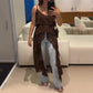 Women's  Layered Ruffle Slit Hem Camisole Tunic