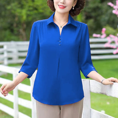 Women's Casual Solid Color Collared Neck Shirt