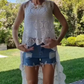 Women's Crochet Sleeveless Cover Up Long Vest