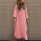 Women’s Casual Solid Color Long Sleeve Dress with Pockets