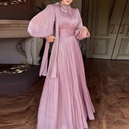 Women's Elegant Lantern Long-Sleeve Maxi Dress