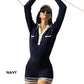 Fashion Long Sleeve Knit V-Neck Short Jumpsuit