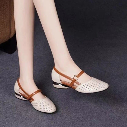 Women's Closed-Toe Low Heel Sandals with Soft Sole