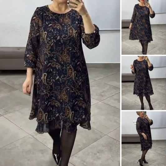 Women’s Elegant Bohemian Paisley Chiffon Midi Dress