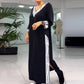 Women's V-Neck Contrast Color Ankle Length Dress