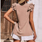 V-Neck Ruffle Sleeveless Stretch Top