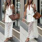 Sleeveless Blazer Vest & Lace Skirt 2-Piece Set