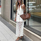 Sleeveless Blazer Vest & Lace Skirt 2-Piece Set