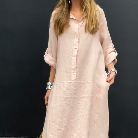 Summer Cotton-Linen Blend Maxi Dress