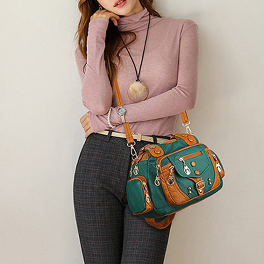 Women's Vintage Multi-Pocket Leather Bag