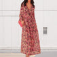 Women's Floral V-Neck Long Sleeve Flowy Dress