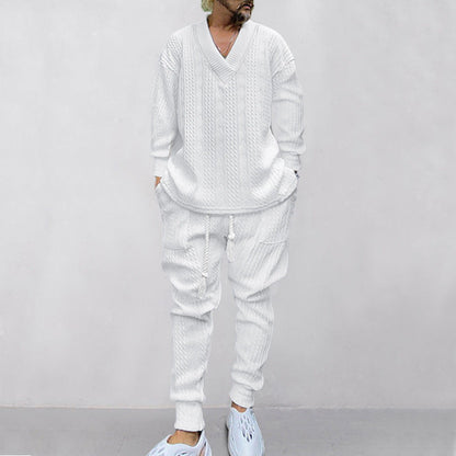 💥Arrived Today-SAVE50%💥Men's 2-Piece V-Neck Baggy Sweatshirt & Joggers Set（The more you buy, the higher the discount）