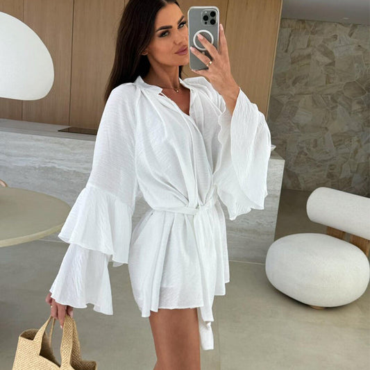 🔥Women's Solid Color Loose Mini Dress