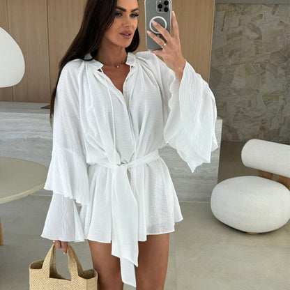 🔥Women's Solid Color Loose Mini Dress