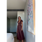 Women’s Solid Color Deep V Maxi Dress