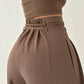 Women’s Solid Color High-Waist Straight-Leg Pants