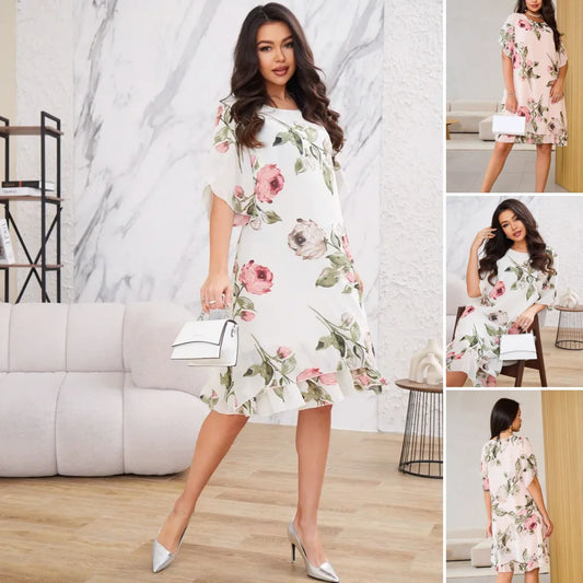 Blush Petal Flow Chiffon Dress