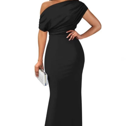 Women's Elegant Solid Color Strapless Slim Long Dresses