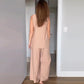 Woman's Sleeveless Asymmetrical Top & Wide-Leg Pants 2-PCS Set