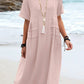 🔥Hot Sale 50% OFF💃Women's Round Neck Cotton Linen Midi Dress