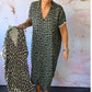 Women's Loose V-Neck Leopard Print Dress
