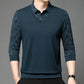 Men's Casual Faux Two-Piece Long-Sleeve Top