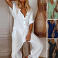 Women's Solid Button Down Jumpsuits with Pockets