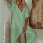 Women's Solid Button Down Jumpsuits with Pockets