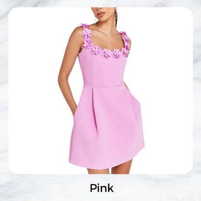 🌸NEW HOT SALE✨✈️Free shipping✈️ Women's Elegant Floral Square Neck Pocket Dress – Effortless Style & Comfort!