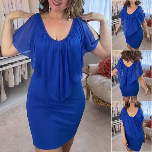 Women's Multi-Wear Solid Color Deep V-Neck Chiffon Casual Dresses