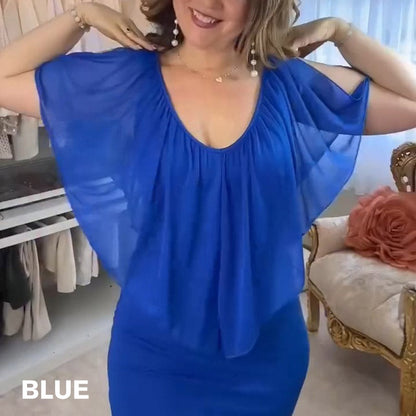 Women's Multi-Wear Solid Color Deep V-Neck Chiffon Casual Dresses